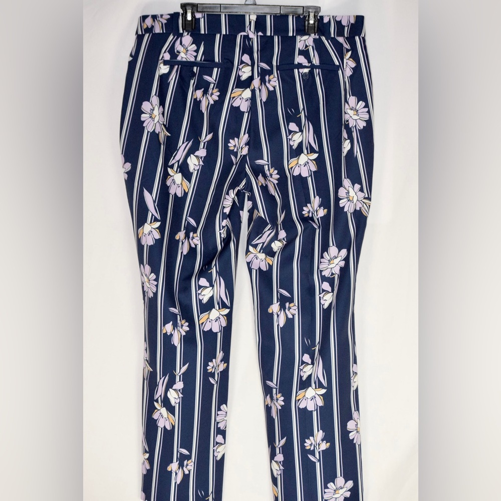 Eloquii Navy Floral Straight Leg Pants - Picture 2 of 4